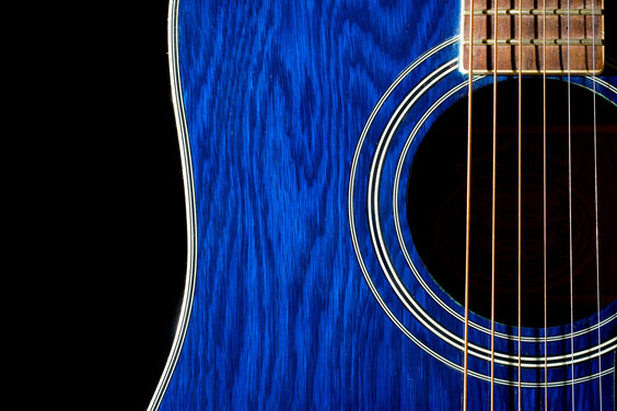 Blue Acoustic Guitar Close-up