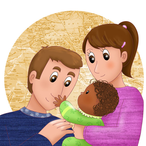 Couple Holding an Adopted Baby