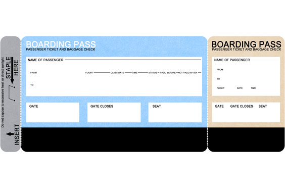 Blank Airline Boarding Pass Ticket