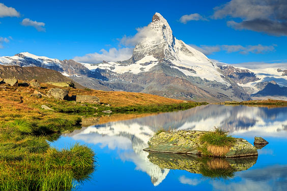 Alpine Peak and Glacier-fed Lake