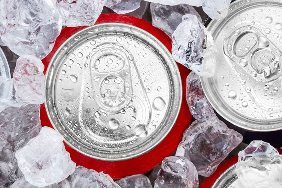 Aluminum Cans in Ice Cubes