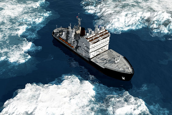 Icebreaker Navigating through the Arctic Ocean
