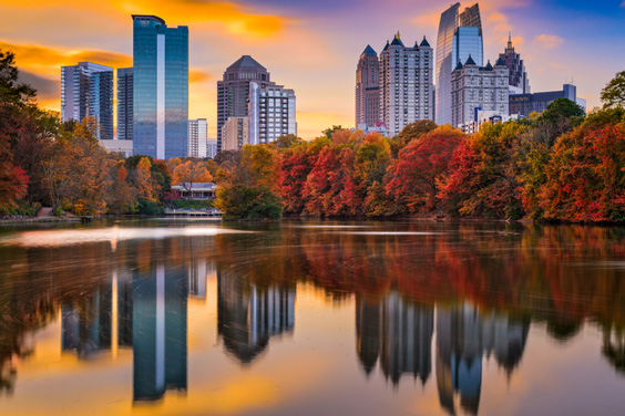 Atlanta, Georgia Skyline with Piedmont Park in Autumn