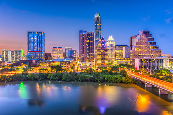 Austin, Texas Skyline over the Colorado River