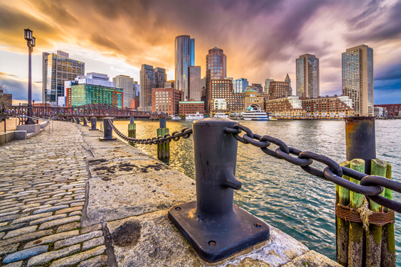 Boston, Massachusetts Harbor with Skyline