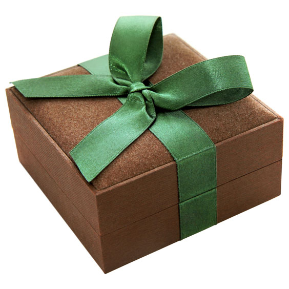 Brown Gift Box With Green Bow