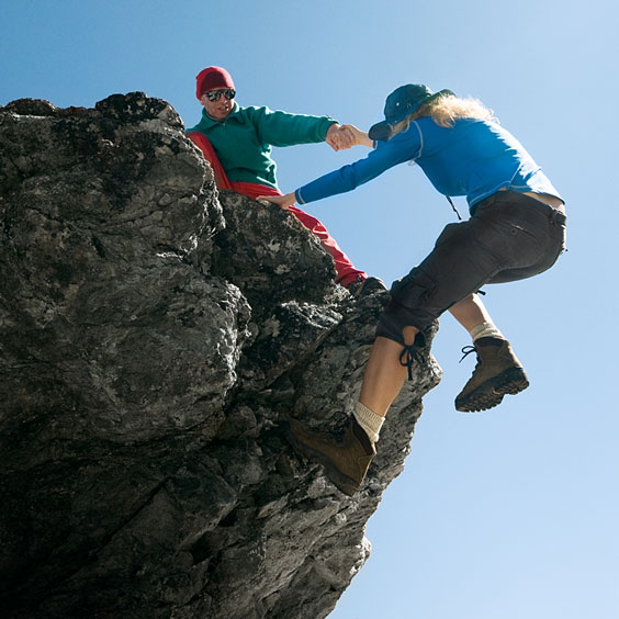 Breathtaking Moment Climbing a Mountain