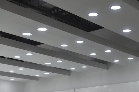 Recessed LED Ceiling Lamps in a Commercial Plaza