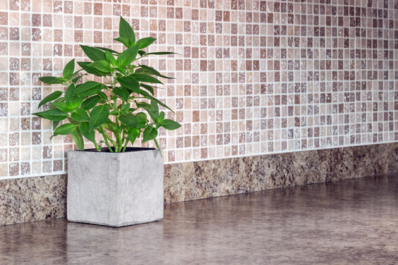 Kitchen Counter with Ceramic Tile Backsplash