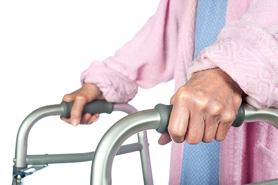 Elderly Woman Using a Walker