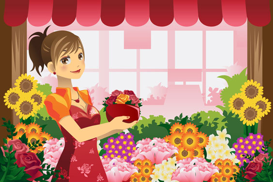 Florist Holding Flowers in a Flower Shop