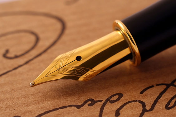 Black Fountain Pen with Gold Nib