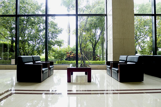 Black Sofas and a Coffee Table Indoors