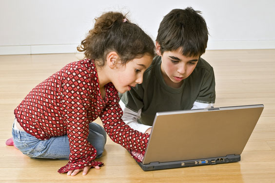 Children Using a Laptop Computer