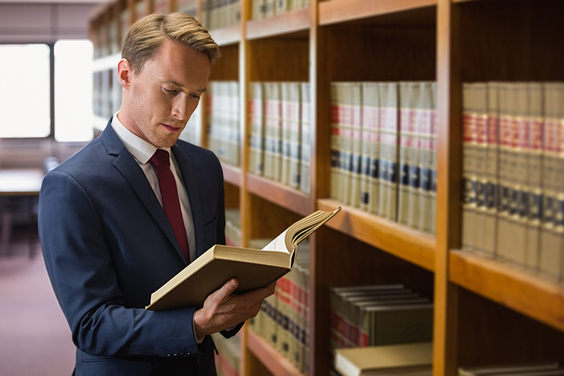 Young Lawyer in a Law Library