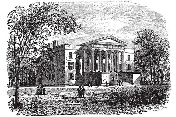 Old Engraving of an Arts College