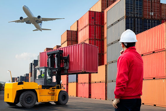 Loading Dock with Cargo Containers