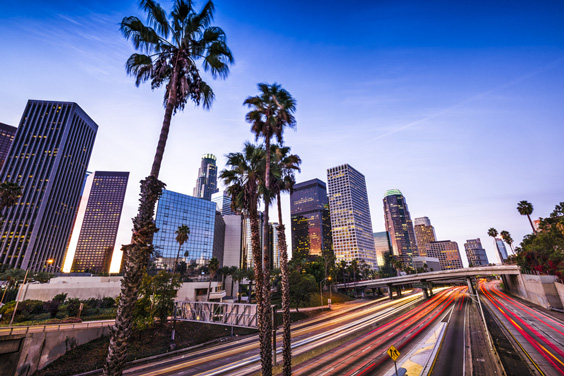 Los Angeles, California Cityscape with Freeway