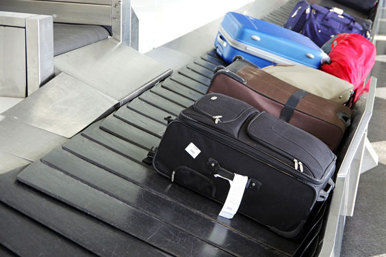 Luggage on a Baggage Claim Carousel