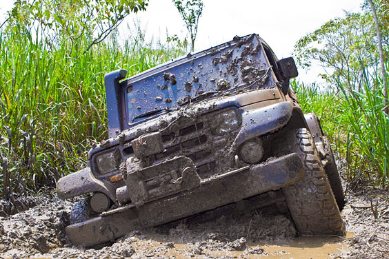 Off-road Vehicle Stuck in Mud