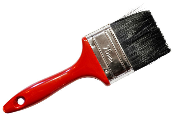Paintbrush with Red Handle and Black Bristles