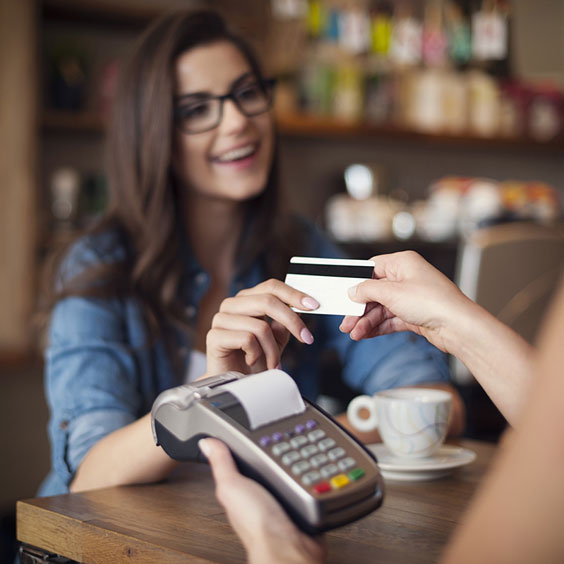 Payment via Credit Card at a Coffee Shop