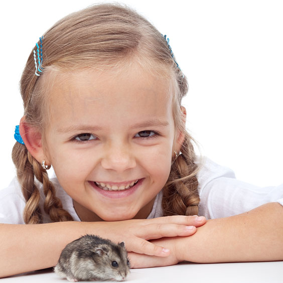Little Girl with Her Pet Hamster