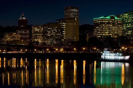 Nighttime on the Portland, Oregon Waterfront