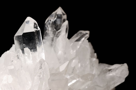 Quartz Crystals on a Black Background