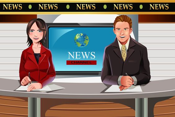 TV News Anchors Reporting the News