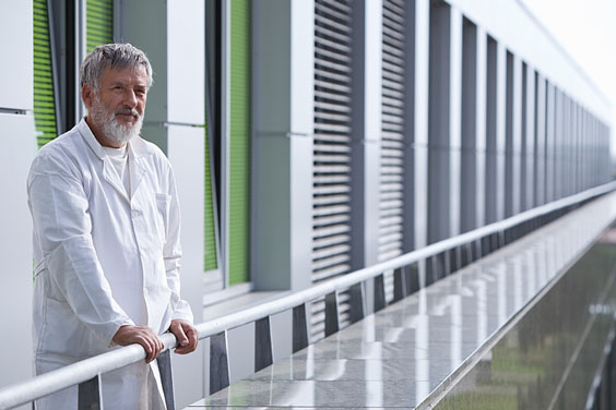 Doctor Outside a Research Center