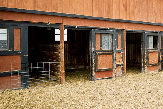 Empty Stalls in a Horse Barn