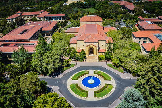 Stanford University Fountain and Campus Buildings