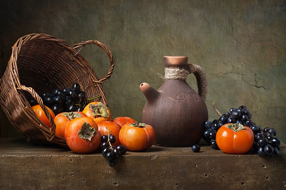 Still Life with Fruit Basket and Pottery