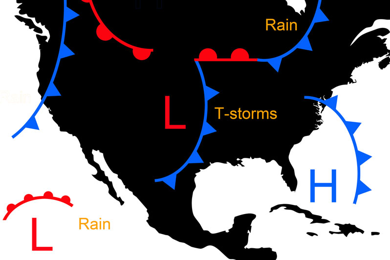 Weather Systems on a Weather Map